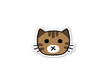 Classic Tabby Cat Sticker, Phone Sticker, Cat Laptop Sticker, Car Sticker, Bumper Sticker, Vinyl Sticker, Cute Cat, Brown and White Cat