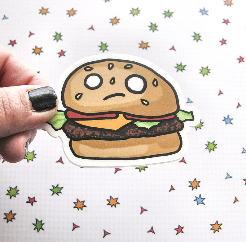 Cheeseburger Sticker, Laptop Sticker, Car Sticker, Bumper Sticker, Vinyl Sticker, Cute Food, Funny Food, Cute Burger, Skateboard Sticker image 5