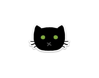 Black Cat Sticker, Phone Sticker, Cat Laptop Sticker, Car Sticker, Bumper Sticker, Vinyl Sticker, Cute Cat, Green Eyes, Good Luck