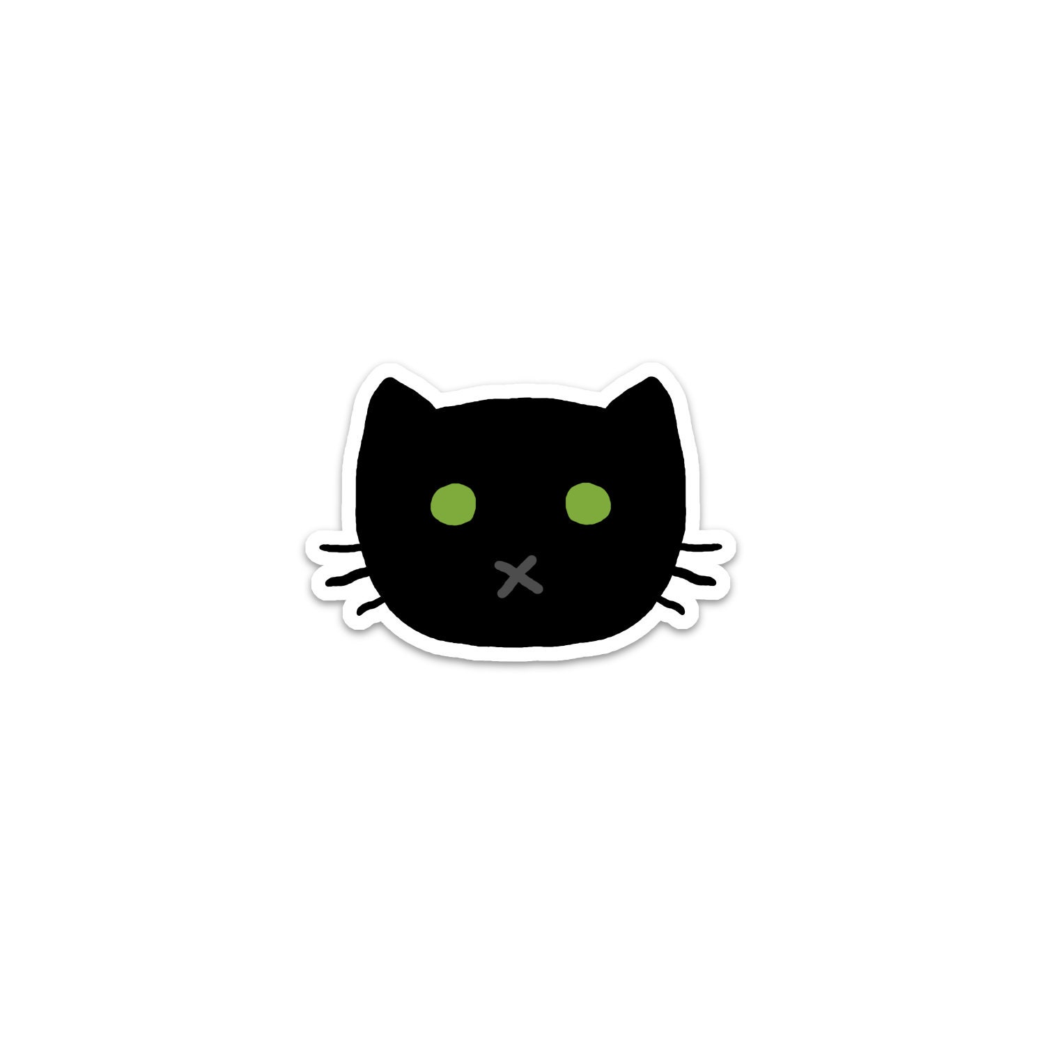 Black Cat Sticker, Phone Sticker, Cat Laptop Sticker, Car Sticker, Bumper  Sticker, Vinyl Sticker, Cute Cat, Green Eyes, Good Luck