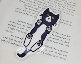 Marcapáginas con forma de trampa para el vientre en blanco y negro de Tuxedo Cat