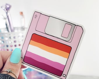Lesbian Pride Flag Floppy Disk Vinyl Sticker