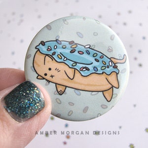 Cute Donut Cat Pin Back Button
