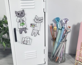 STEM Science Cat Magnet Set – Cute Nerdy Cat Refrigerator Magnets Gift