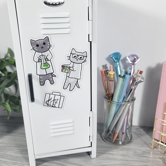 STEM Science Cat Magnet Set – Cute Nerdy Cat Refrigerator Magnets Gift