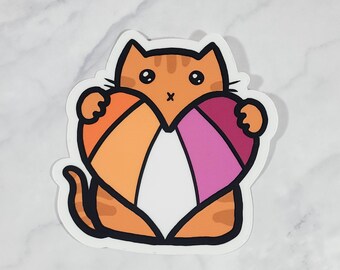 Lesbian Pride Flag Cat Outdoor Vinyl Sticker