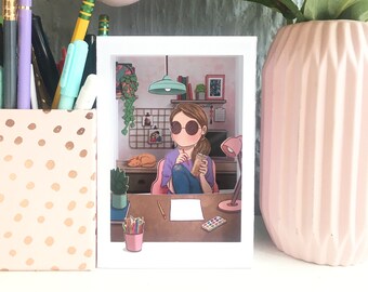 Miss Lily Shades 3D card Diorama