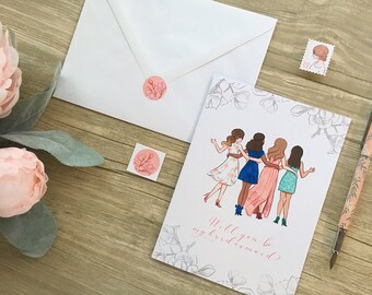 Bridesmaids cards for wedding favors.