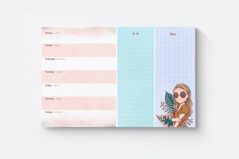 Weekly organizer pad Miss Lily Shades image 2