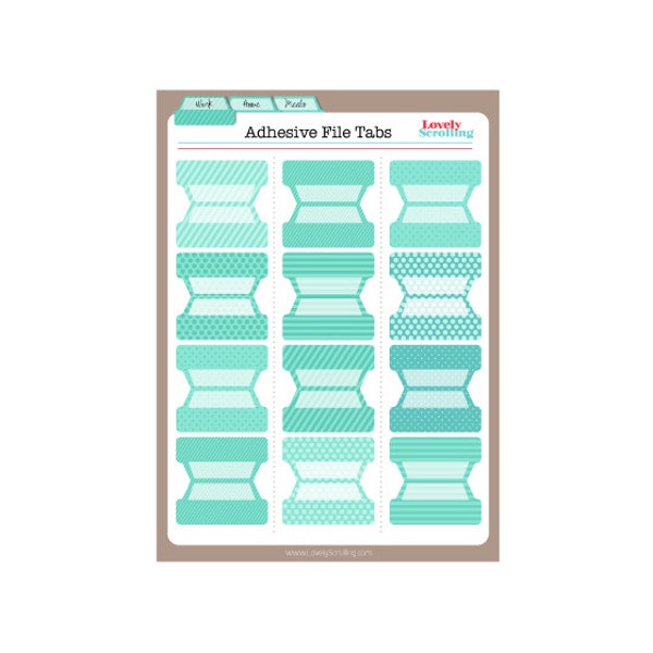 Adhesive Tabs for Planner or files (MINT)