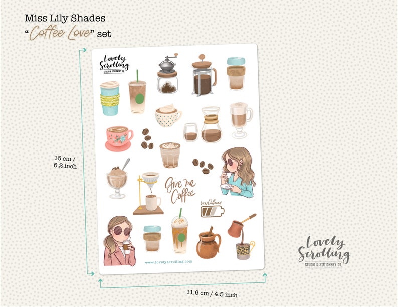 Miss Lily Shades Coffee Love Sticker set image 1