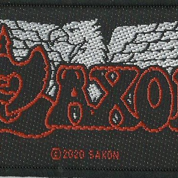 SAXON eagle logo NEW woven sew on patch 10 x 5 cm / 4 x 2 inches - mint condition brand new/unused