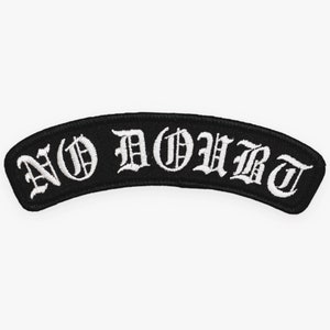 NO DOUBT old english gothic typeface 2002 VINTAGE shaped embroidered iron on patch - very rare - brand new - official licensed merchandise