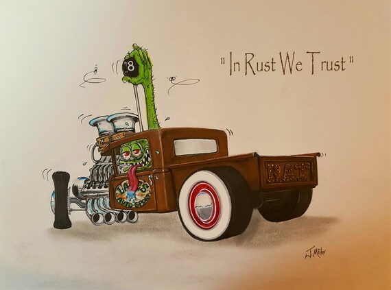 In Rust We Trust Rat Rod Cartoon Etsy