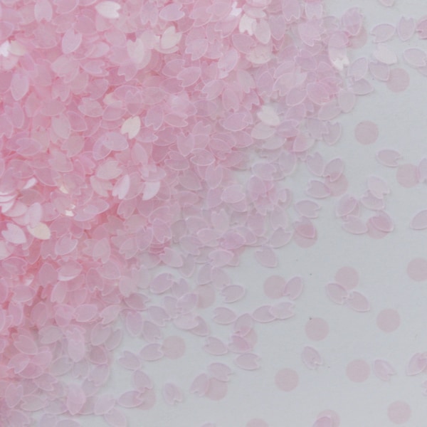 Pastel Pink Pearlescent Sakura Cherry Blossom Petal Kawaii Glitter Resin Supplies Nail Art Decoden Slime - 10 grams