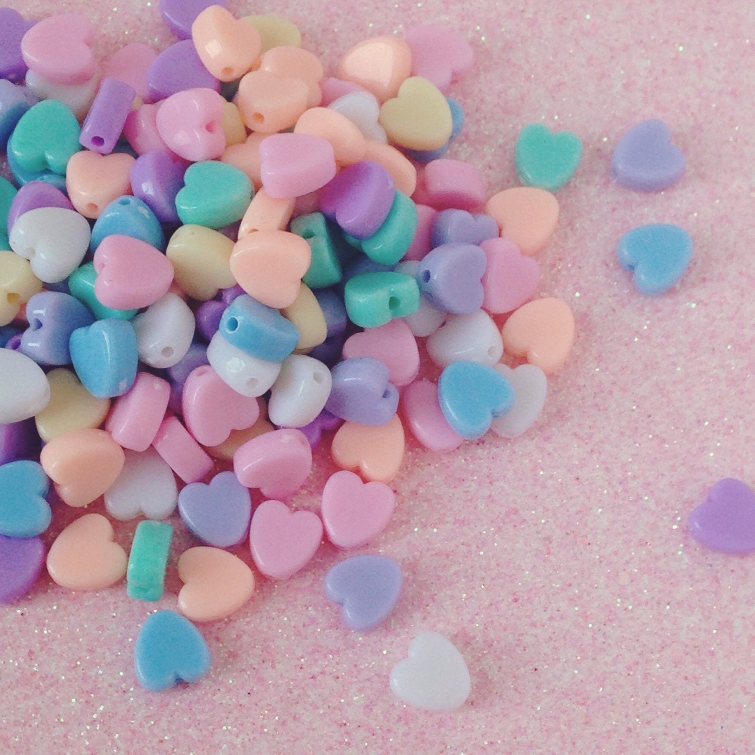 8mm Kawaii Pastel Rainbow Heart-shaped Beads 50 Piece Set - Etsy