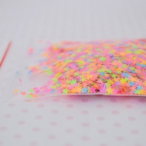 3mm Kawaii Neon Rainbow Star Mix Glitter Resin Supplies Nail Art Decoden Slime 5 grams image 9