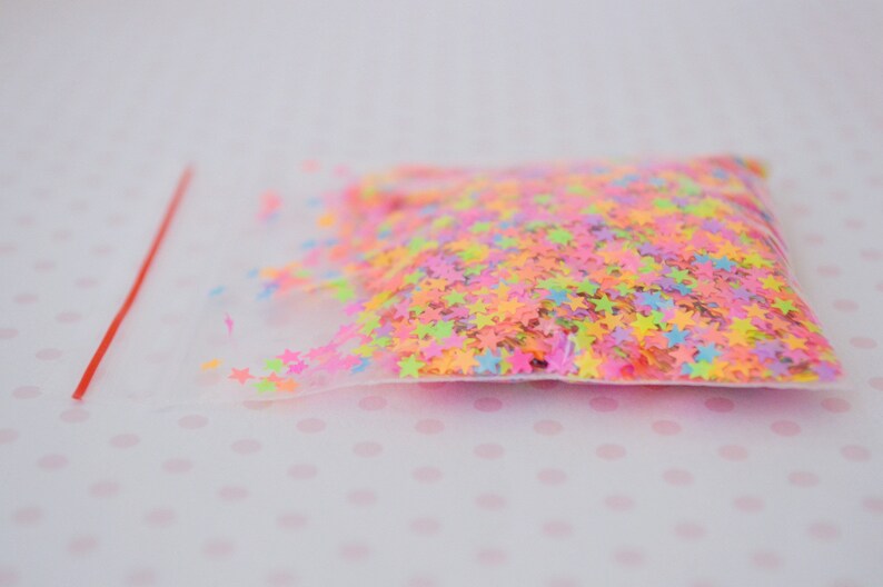 3mm Kawaii Neon Rainbow Star Mix Glitter Resin Supplies Nail Art Decoden Slime 5 grams image 9