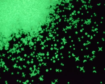 GLOW in the DARK Confetti Mix Shape Moon Star Dot Glitter Resin Supplies Nail Art Slime Glitter Decoden - 5 grams