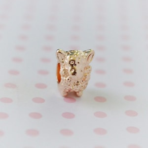 13mm Kawaii Golden  Rose Gold Sheep Lamb Beads Large Hole Bead Decoden Jewelry Supplies - set of 2