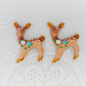 40mm Beautiful Fairytale Deer Fawn Flatback Resin Decoden Cabochon - Set di 2 pezzi