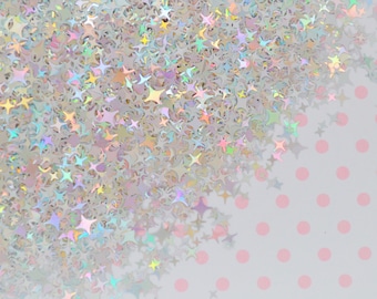Holographic Silver Star Glitter: Kawaii Resin Nail Art Supplies