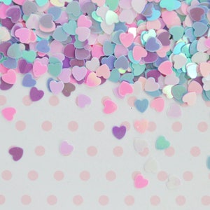 4mm Kawaii Pink White Purple Blue Iridescent Heart Glitter Resin Supplies Nail Art Decoden Slime - 10 grams