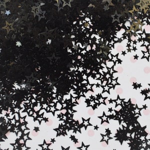 6mm Kawaii Pastel Goth Preto Oco Estrela Glitter Resina Suprimentos Nail Art Decoden Slime - 5 gramas