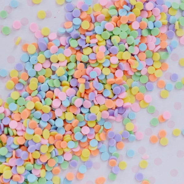 3mm Kawaii Artificial Pastel Rainbow Multi Color Confetti Polymer Clay Sprinkles Flatback Decoden Cabochon - 10 grams