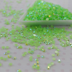 3mm Green AB Jelly Iridescent Rhinestone Flatback Resin Decoden Cabochon - 5 grams