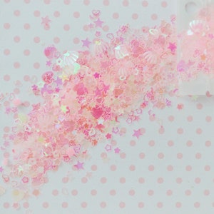 Kawaii Transparent Pink Iridescent Mix Shapes Heart Star - Etsy