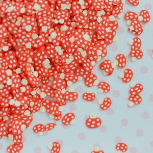 Champignon vénéneux rouge et blanc de 6 mm, Kawaii, tranches de canne en pâte polymère, saupoudrage, fournitures de résine, gelée décodée pour ongles, 10 g