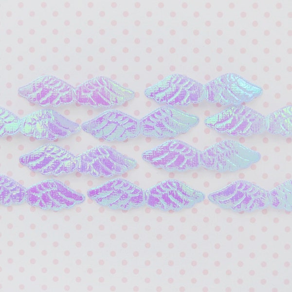 60mm Iridescent Lavender Purple Angel Wings Kawaii Applique - set of 10