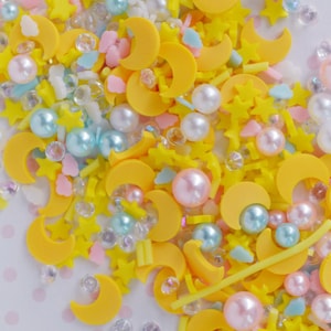 5-10 mm Pastell Rosa Blau Gelb Weiß Wolke Mond Stern Perle Strass Kawaii Streusel Polymer Clay Harz Nail Art Slime - 10 Gramm