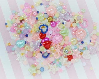 2mm-10mm Mixed Pack Pastel Pearl Flatback Resin Decoden Cabochon - 200 piece set