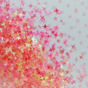2-5mm Kawaii Irisierende Klar Rosa 4 Punkt Sterne Glitzer Harz Zubehör Nail Art Decoden Slime - 5 Gramm