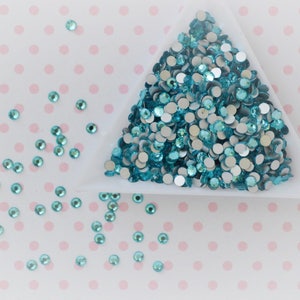 3mm Pastel Blue Glass Crystal Rhinestone SS12 Flatback Nail Art Decoden - set of 180