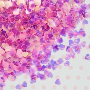 4mm Kawaii Pink Cobalt Purple Iridescent Heart Glitter Resin Supplies Nail Art Decoden Slime - 5 grams