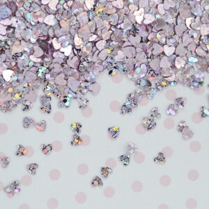 3mm Kawaii Holografische Iriserende Pastel Dusty Rose Pink Heart Glitter Resin Supplies Nail Art Decoden Slime- 10 gram