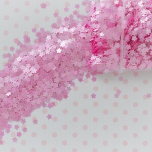 3mm Kawaii Pastel Pink Pearlescent Sakura Cherry Blossom Glitter Resin Supplies Nail Art Decoden Slime 5 grams image 2