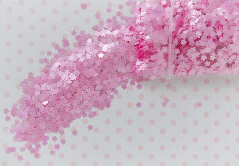 3mm Kawaii Pastel Pink Pearlescent Sakura Cherry Blossom Glitter Resin Supplies Nail Art Decoden Slime 5 grams image 2