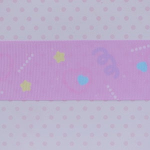 38mm Kawaii Party Key Pop Kei Bow Confetti Rainbow Pastel Rosa Fita de gorgorão Decoden Suprimentos de joias - 5 jardas