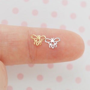 6mm Tiny Kawaii Metallic Gold or Silver Bumble Bee Metal Glitter Resin Supplies Nail Art Decoden - set of 50