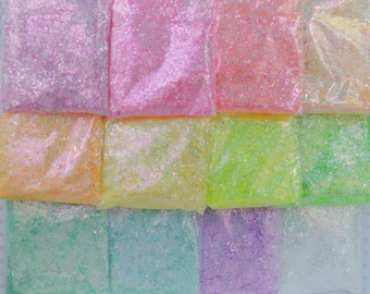 12 Color Dreamy Pastel Rainbow Assorted Iridescent Fine Mix Glitter Resin Supplies Nail Art Decoden Slime - 12 grams total