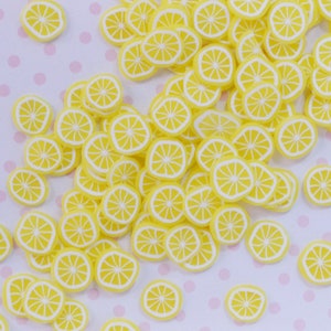 10mm Kawaii Lemon Polymer Clay Cane Slices Sprinkles Resin Supplies Nail Art Decoden Slime - 10 grams
