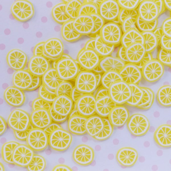 10mm Kawaii Lemon Polymer Clay Cane Slices Sprinkles Resin Supplies Nail Art Decoden Slime - 10 grams