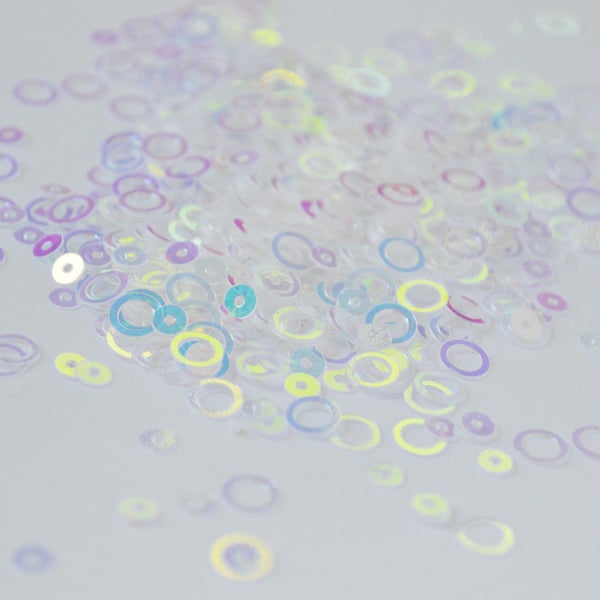 4mm-6mm Clear AB Iridescent Circle Glitter Resin Supplies Nail Art Slime Decoden Sequins - 10 grams