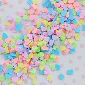 4 mm かわいいパステルハート人工ポリマー粘土スプリンクルグリッター樹脂用品ネイルアートデコデンスライム - 10 グラム