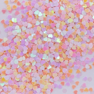 3mm Iriserende Pastel Roze Lavendel Gele Regenboog Hart Kawaii Glitter Hars Levert Nail Art Decoden Slime - 10 gram