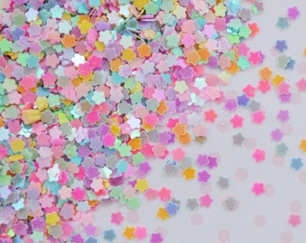 3mm Kawaii Pastel Rainbow Iridescent Sakura Cherry Blossom Spring Glitter Resin Supplies Nail Art Decoden Slime - 10 grams